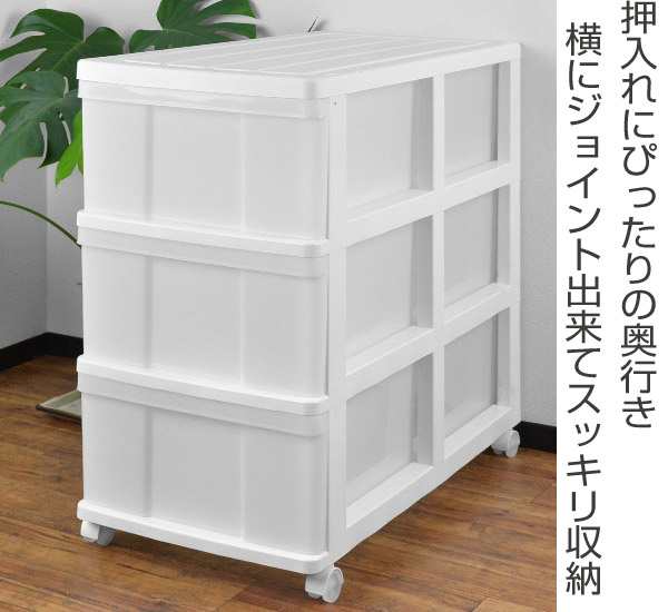 収納ケース 押入れ収納ケース 3段 引き出し キャスター付き 奥行74cm ホワイト プラスチック 収納ボックス 収納 衣装ケース 押の通販はau Pay マーケット リビングート