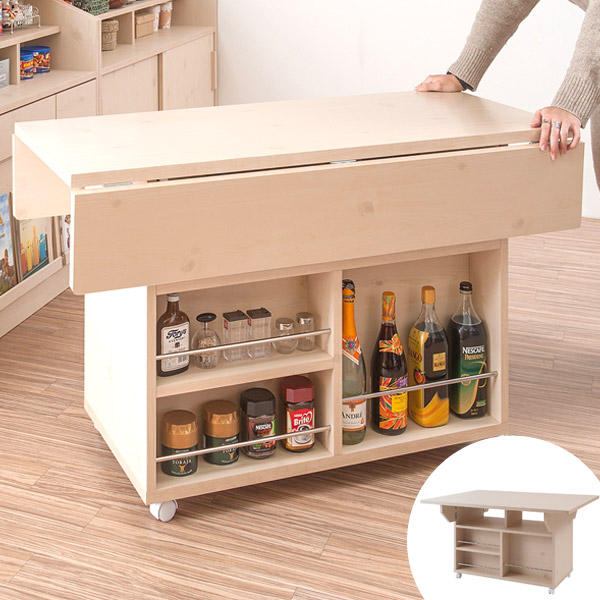 カウンターテーブル バタフライ キャスター付 幅119 5cm 送料無料 ワゴン 両バタ テーブル 折りたたみ バタフライテーブル 引き戸 の通販はau Pay マーケット リビングート