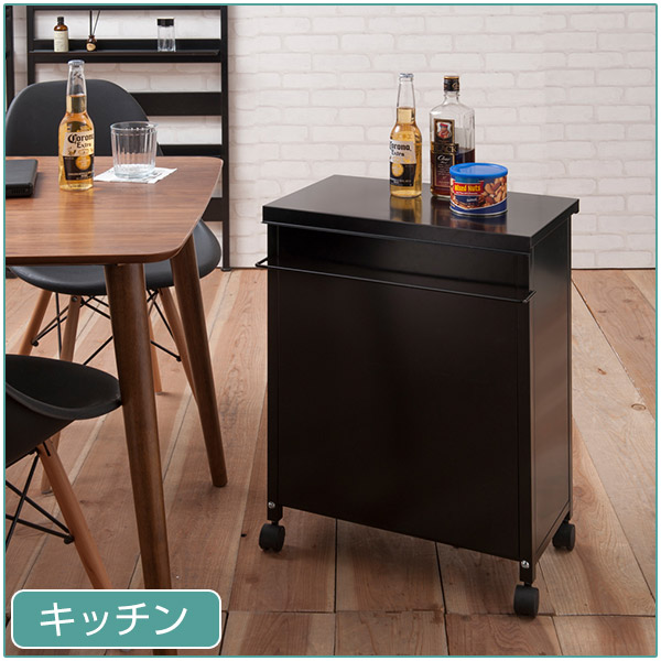 マルチワゴン スチール製 ストッカー カゴ付 ブラックカラー 幅51cm （ キッチンワゴン ワゴン ランドリーワゴン サイドテーブル テーブル サイドワゴン キッチンストッカー 収納 スチール 日本製 国産 小物整理 整理 ）_6