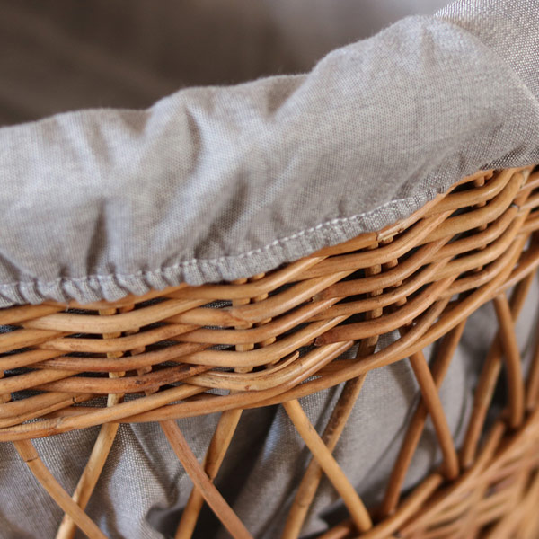 籐 キャリーバスケット 布カバー付 Natural rattan 幅59cm