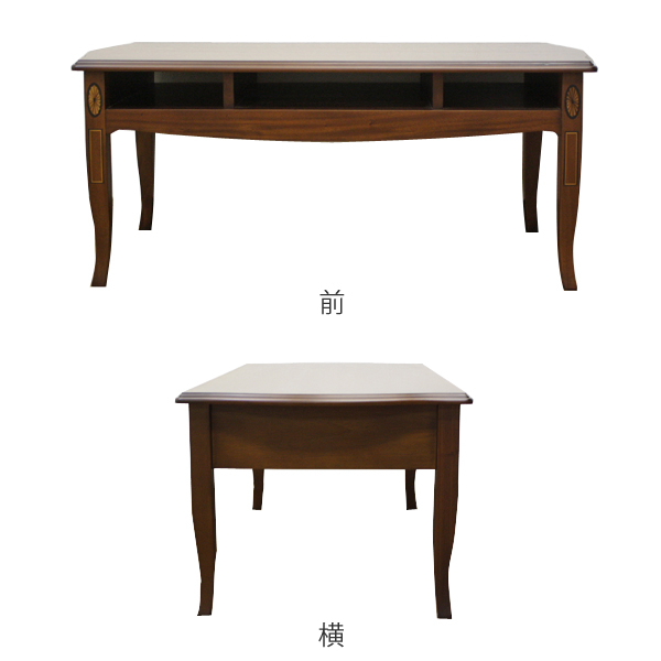 リビングテーブル ローテーブル クラシック調 猫脚 Venezia 幅95cm （開梱設置 机 テーブル センターテーブル ローデスク アンティーク 完成品 欧風 ヨーロッパ マホガニー 95cm 95センチ 茶色 ブラウン ）_2