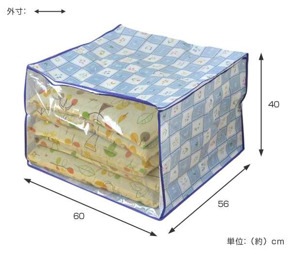 座ぶとん袋 幅60 奥行56 高さ40cm ビオラ 座布団収納袋 花柄 透明窓付き 座布団 収納 袋 座ぶとん収納 衣類収納 押入れ クロの通販はau Pay マーケット リビングート