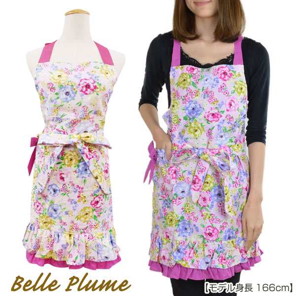 エプロン Belle Plume シェリ 花柄 ワンピース風 レディース ロマンチック かわいい キッチン用品 フラワー フリル エレガンス フの通販はau Pay マーケット リビングート