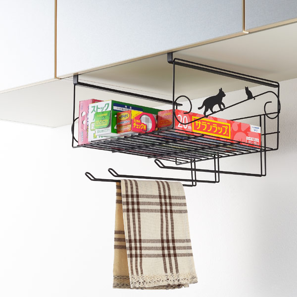収納ラック ネコの吊り戸棚下ラック スチール製 吊り戸棚下収納 吊下げラック 吊り戸棚下 ワイヤーボックス キッチン収納 収納棚 の通販はau Pay マーケット リビングート