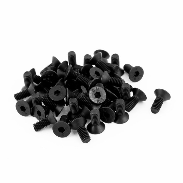 M3 x 16mm 六角穴付きネジ フラットヘッド皿ボルト 合金鋼製 ブラックトーン 50個入り