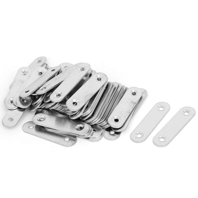 uxcell　フラットフィクスプレート　ステンレススチール　ストレートプレートコネクタ　ファスナー　100個入り