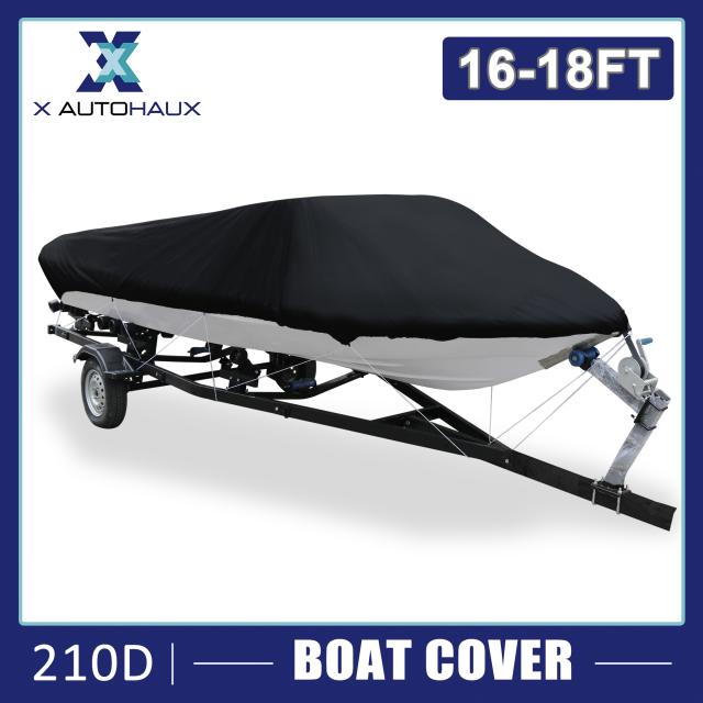 uxcell　ボートカバー　4.9-5.5m　210D　防水　釣りV型　ブラック　570x300cmの通販は 6,391円