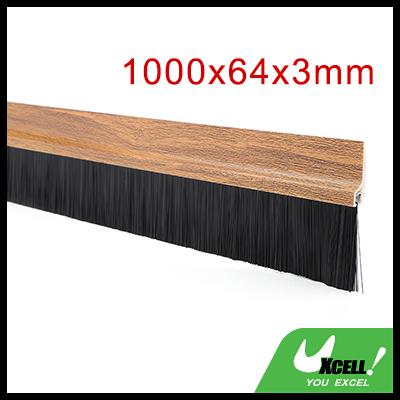 uxcell ドアブラシ 自己粘着ドアブラシ ドア底部掃除 木製 ブラック 40mm高さ 1000x64x7mmの通販は