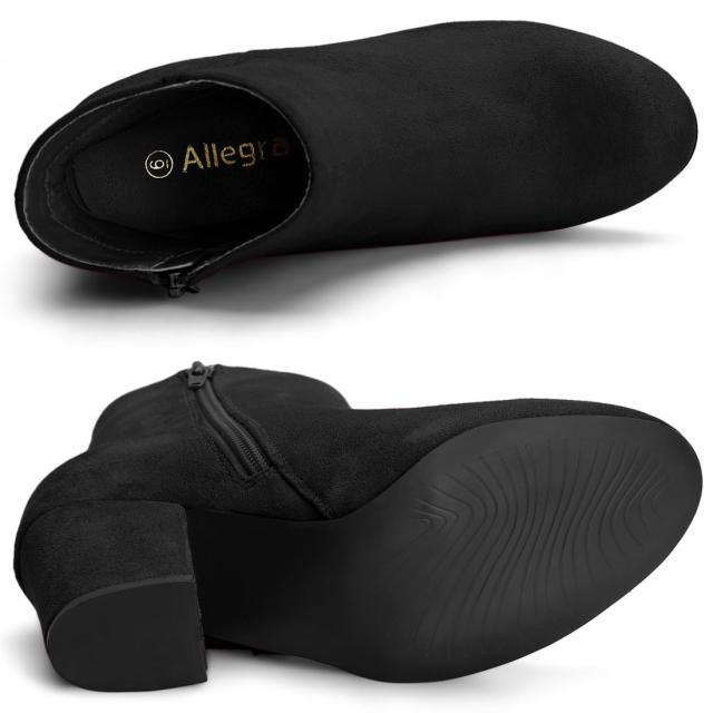 Allegra K アンクルブーツ ラウンドトゥ サイドジッパー チャンキーヒール レディース ブラック 22.5 cmの通販は Allegra K アンクルブーツ ラウンドトゥ サイドジッパー チャンキーヒール レディース ブラック 22.5 cmの通販は
