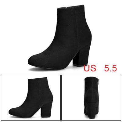 Allegra K アンクルブーツ ラウンドトゥ サイドジッパー チャンキーヒール レディース ブラック 22.5 cmの通販は Allegra K アンクルブーツ ラウンドトゥ サイドジッパー チャンキーヒール レディース ブラック 22.5 cmの通販は