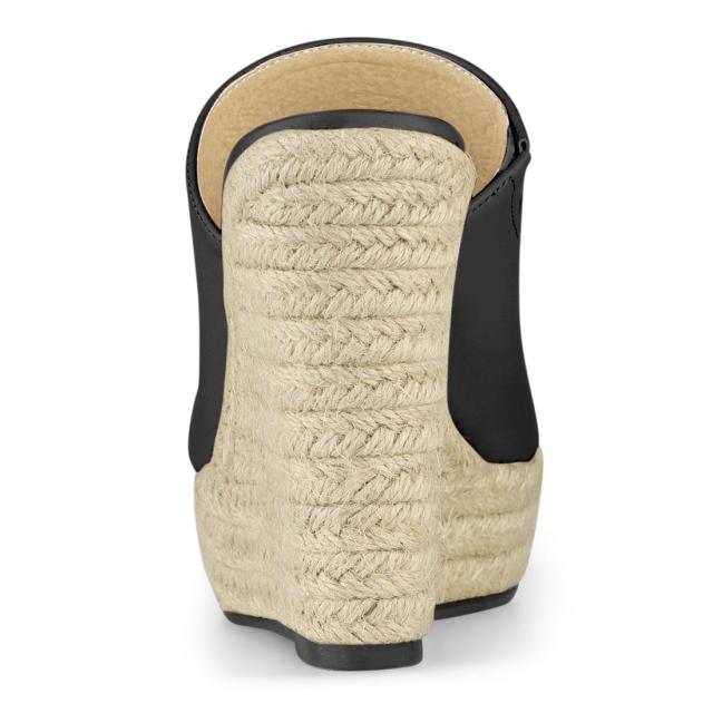 Allegra　K　プラットフォームミュール　オープントゥ　ウェッジヒール　レディース　Black　8.5の通販は