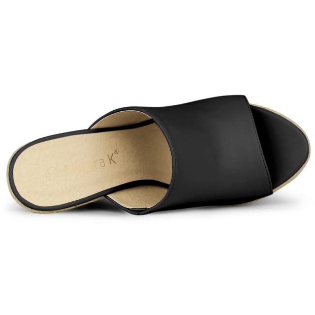 Allegra　K　プラットフォームミュール　オープントゥ　ウェッジヒール　レディース　Black　8.5の通販は