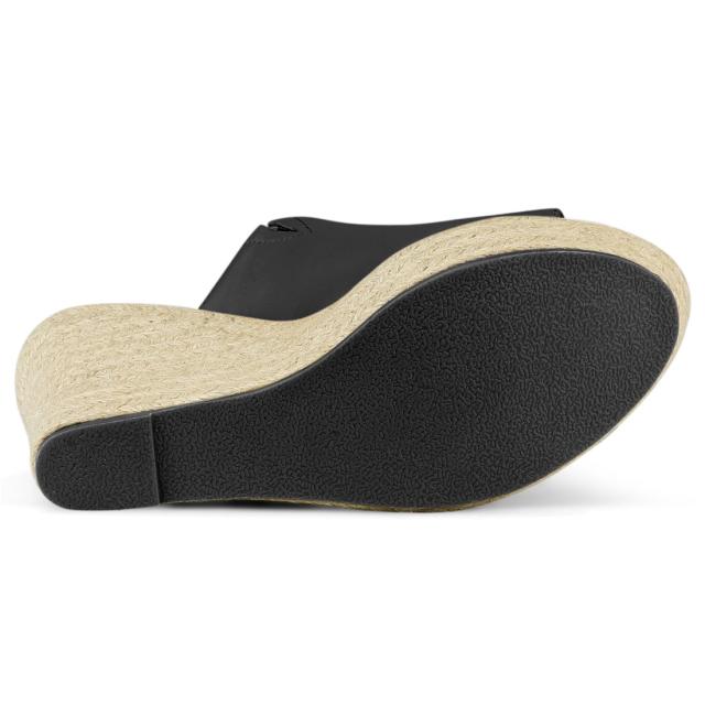 Allegra　K　プラットフォームミュール　オープントゥ　ウェッジヒール　レディース　Black　8.5の通販は