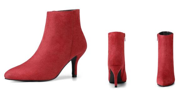 Allegra K アンクルブーツ ポインテッドトゥ ジップ スティレットピンヒール レディース レッド 25.5 cmの通販は