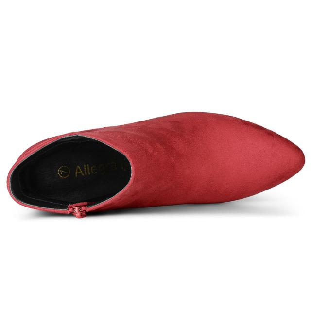 Allegra K アンクルブーツ ポインテッドトゥ ジップ スティレットピンヒール レディース レッド 25.5 cmの通販は