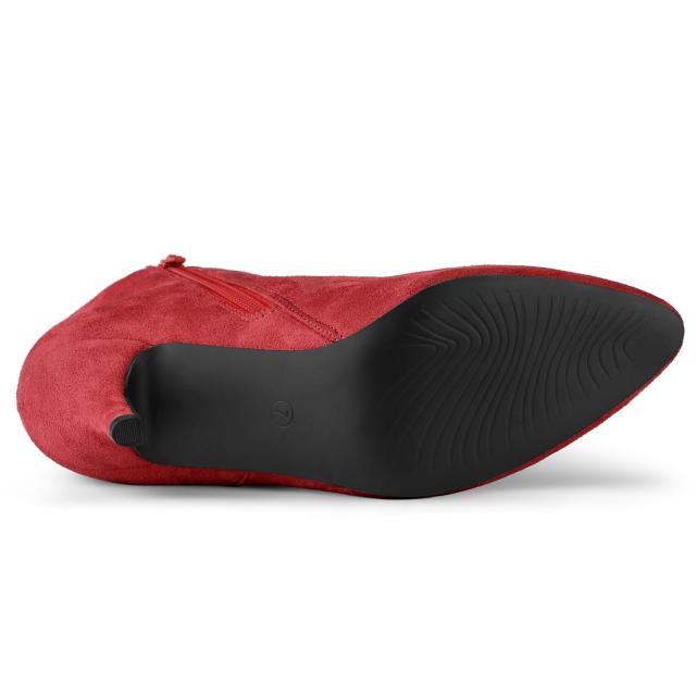 Allegra K アンクルブーツ ポインテッドトゥ ジップ スティレットピンヒール レディース レッド 25.5 cmの通販は