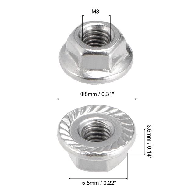 uxcell 六角ロックナット 六角フランジナット M3 鋸歯状フランジ 304ステンレス鋼 50個入りの通販はau PAY マーケット ...