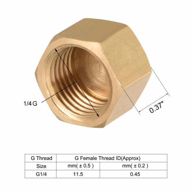 uxcell ブラスキャップ G1/4 パイプフィッティングキャップ