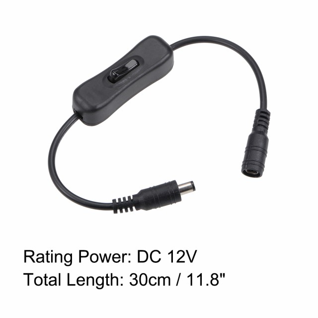 uxcell インラインロッカースイッチ ブラス製 ブラック DC 12V 5.5x2