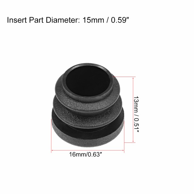 uxcell プラグエンドキャップ プラスチック 16mm x 15mm 円形 家具