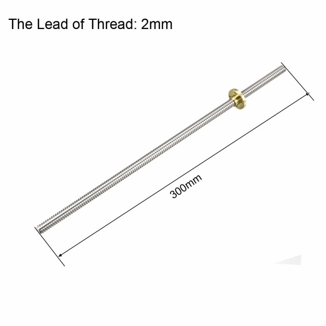 Uxcell リードスクリュー 銅ナット 長さ300mm T8ピッチ 2mmリードスクリューロッド 3dプリンター用 2個入りの通販はau Pay マーケット スリーレックス