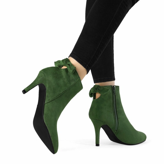 Allegra K アンクルブーツ スチレットヒール ジッパー ポインテッドトゥ レディース グリーン 24.0cmの通販は Allegra K アンクルブーツ スチレットヒール ジッパー ポインテッドトゥ レディース グリーン 24.0cmの通販は