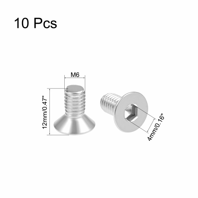 uxcell 海外出荷 フラットヘッド小ねじ 六角ネジ 304ステンレス鋼 ボルトM6x12mm 10個入りの通販はau PAY マーケット -  スリーレックス