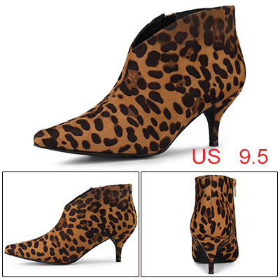 Allegrンクルブーツ ポインテッドトゥ キトゥンヒール ピンヒール レディース ヒョウ柄 27.0 cmの通販は 4,855円