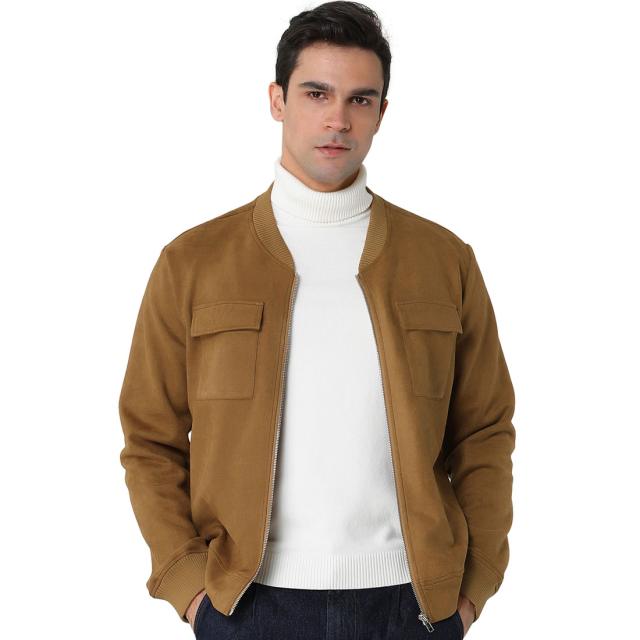 Lars Amadeus スエード ジャケット ボンバージャケット アウター ジッパー フェイク ベースボール メンズ ブラウン Xlの通販はau Pay マーケット スリーレックス