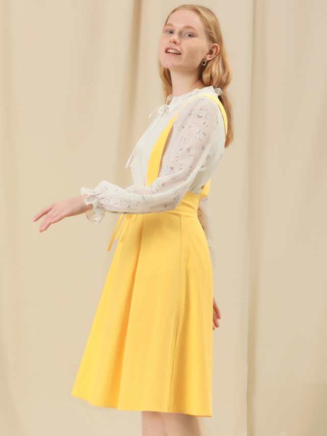 Allegra K サスペンダースカート ジャンパースカート 弾性