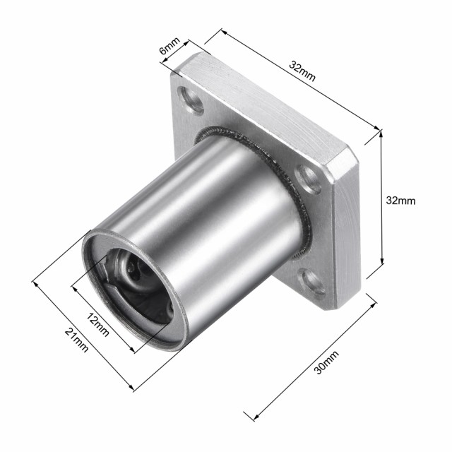 Uxcell リニアベアリング リニアボールベアリング Lmk12ga 12mmボア 21mmod 30mm長さ スクエアフランジスチールケージ Cncマシンの通販はau Pay マーケット スリーレックス