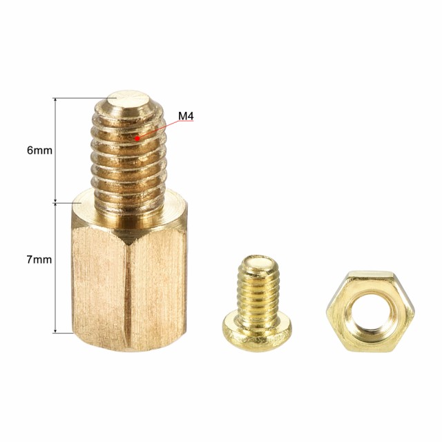 uxcell M4六角真鍮スタンドオフスペーサー 7 mm + 6 mmオス