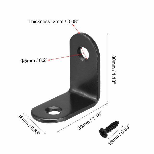 uxcell コーナーブレースアングルブラケットファスナー L字型ブラック