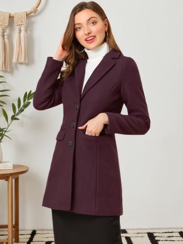 Allegra K チェスターコート レディース 冬 ラシャ風 ロング