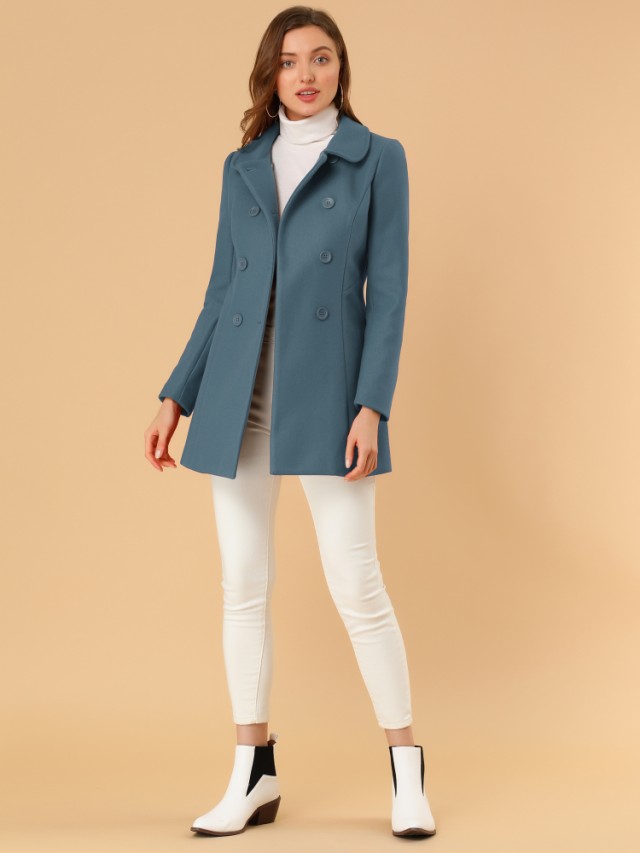 ●日本正規品● Allegra K アウターウェア 丸襟 ダブルブレスト トレンチコート 服&ファッション小物