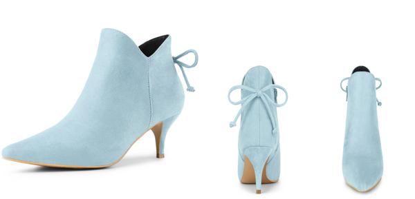 Allegra K アンクルブーツ ブーティ キトゥンヒール ポインテッドトゥ レディース スカイブルー 27.5cmの通販は 5,908円