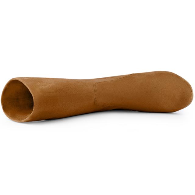 Allegra　K　アンクルブーツ　折りたたみ　ブロックヒール　ストレッチ　レディース　ブラウン　24.0cmの通販は