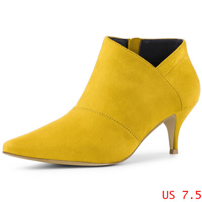 Allegrットアウト アンクルブーツ キトゥンヒール ポインテッドトゥ レディース イエロー 25.0cmの通販は