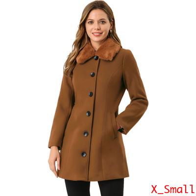 Allegrングコーェイクファーカラー 暖かい レディース ブラウン XS 7,885円