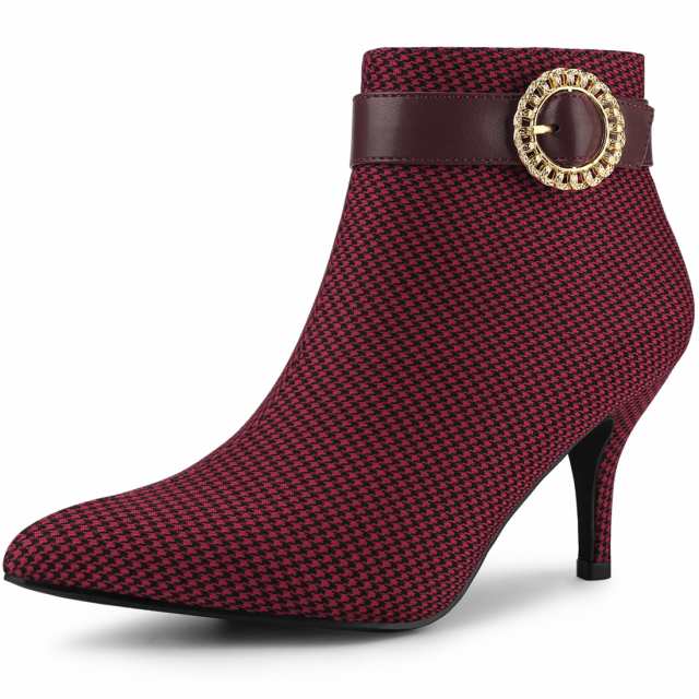 Allegra　K　メッシュ　アンクルブーツ　スティレット　ピンヒール　レディース　レッド　26.0　cmの通販は 4,710円
