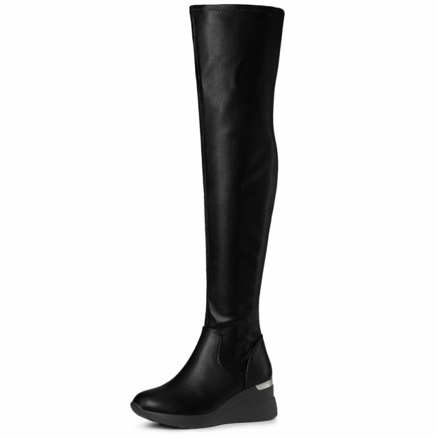 Allegra K ニーハイブーツ ロングブーツ プラットフォーム