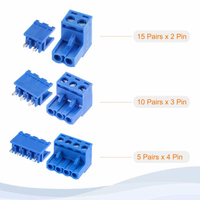 uxcell PCBねじ端子台 品揃えキット 5.08mmピッチ 2P/3P/4P 15A