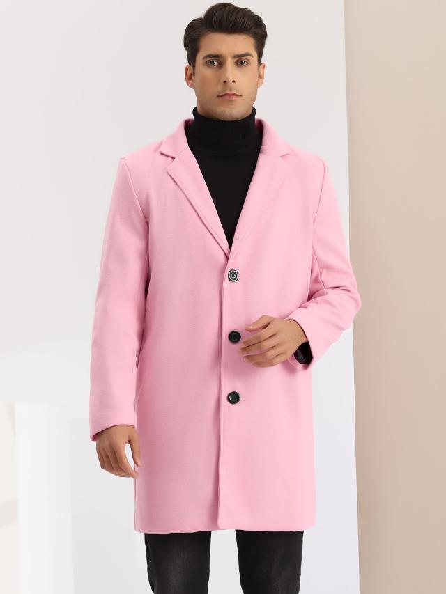 Lars Amadeus トレンチコート ロングジャケット オーバーコート スリム ノッチドラペル シングルブレスト 冬 メンズ ピンク Xの通販はau Pay マーケット スリーレックス