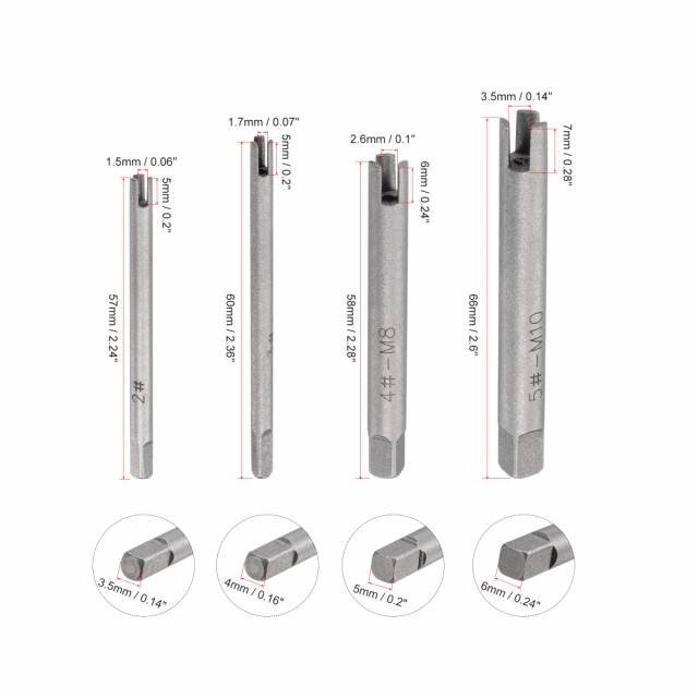 uxcell タップエクストラクタセット M5-M22 8-10#-22 mフルート 破損ストリップねじタップリムーバー 高炭素鋼ツール 9個入りの通販は