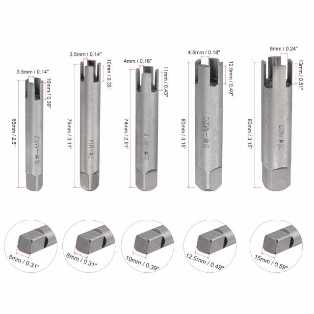 uxcell タップエクストラクタセット M5-M22 8-10#-22 mフルート 破損ストリップねじタップリムーバー 高炭素鋼ツール 9個入りの通販は