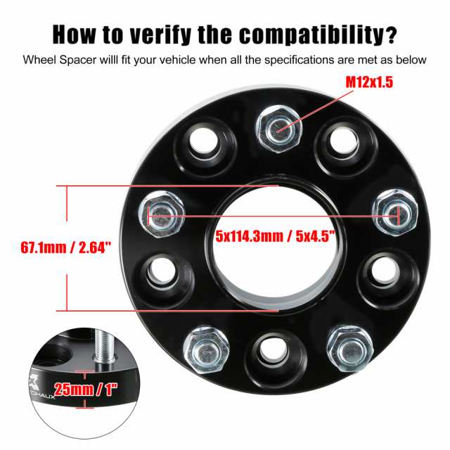 uxcell ホイール スペーサー 5ラグ 厚さ 3mm 車 自動車 交換 2個入り