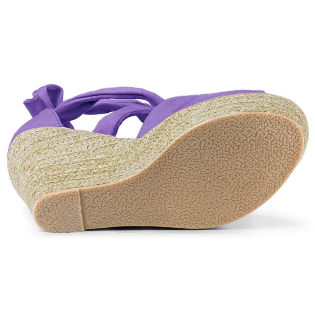 Allegra K ウェッジサンダル レースアップ エスパドリーユ レディース パープル 23.0 cmの通販は