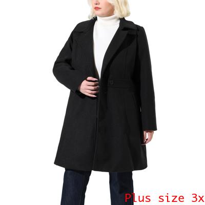 Agnes Orinda プラスサイズ 冬 コート 長袖 ラペルネック エレガント シングルブレスト レディース ブラック 3XLの通販は 9,662円