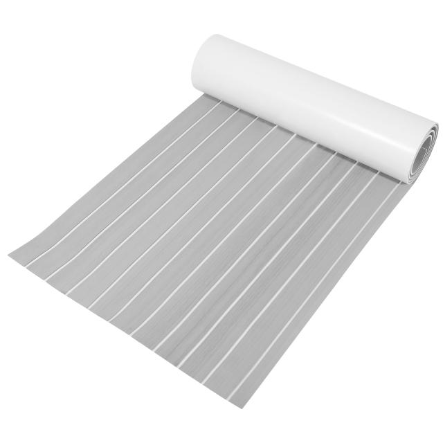 X AUTOHAUX EVAデッキシートマット 滑り止め 自己接着剤 ボート ヨット マリン デッキパッド RV カー トランク フローリング カーペット用 ホワイト グレー 2400x600 mm