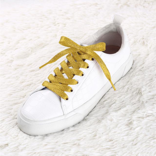 Allegra K メタリック 靴紐 リボン 靴ひも 平型 平ひも シューレース 広幅 蛍光 シャイニースニーカー ブーツ用 幅1cm ゴの通販はau Pay マーケット スリーレックス